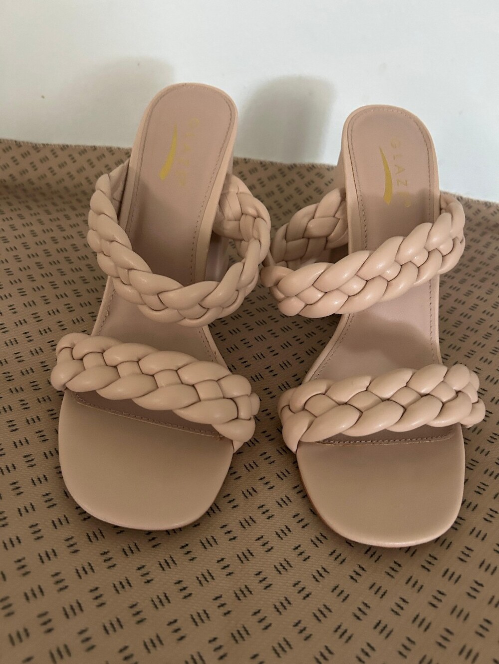 Braided Nude Slide Heels - Ladies' Women Shoes